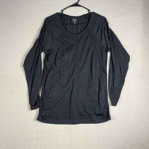 Athleta Womens XL Long Sleeve Black Athletic Performance Top Nylon Active
